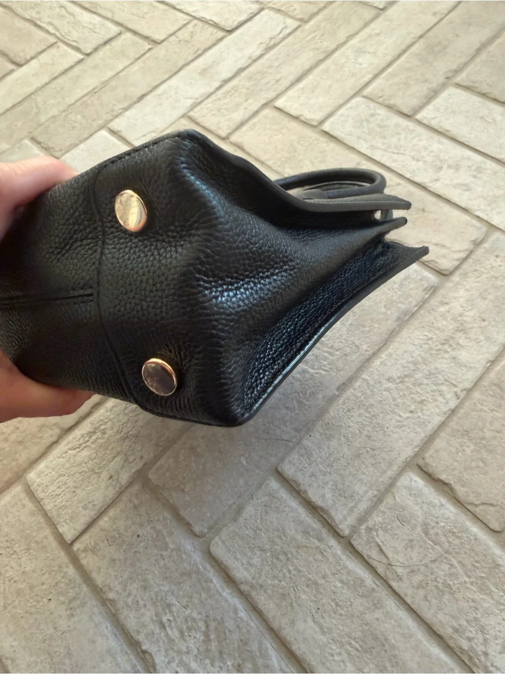Michael Kors Black Mini Leather Satchel Handbag Gold Hardware